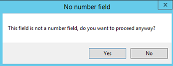 Message box for no number field.